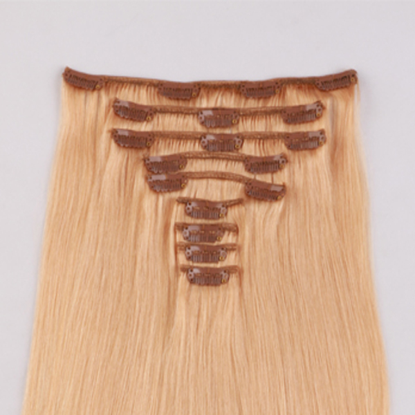 Real Human Hair Clip in Extensions with customer logo packing JF100